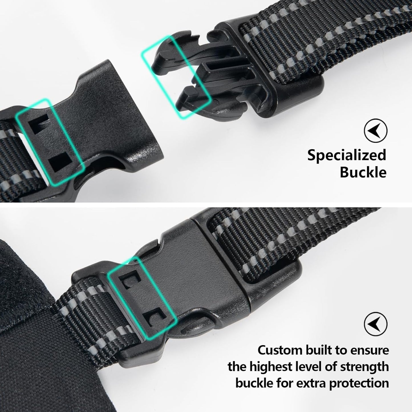 PHOEPET 2019 Upgraded No Pull Dog Harness, Reflective Adjustable Vest, with a Training Handle + 2 Metal Leash Hooks+ 3 Snap Buckles +4 Slide Buckles(S, Black)