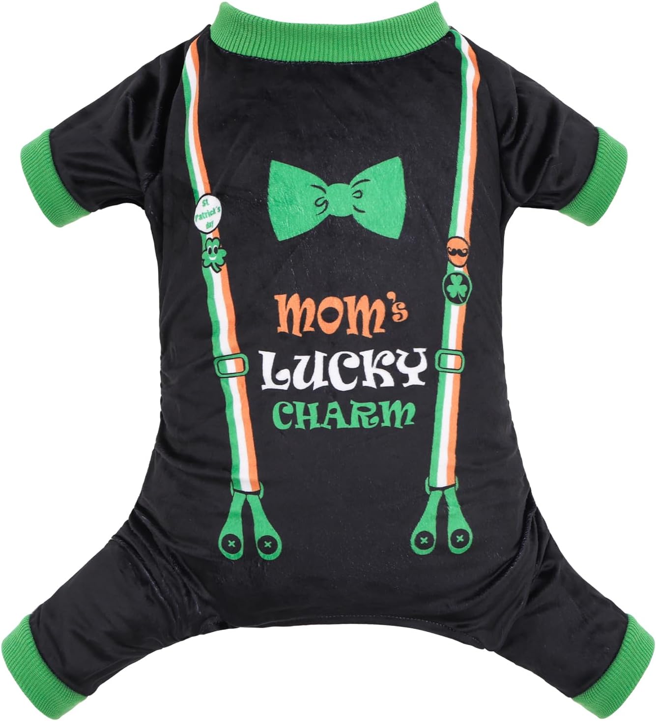 CuteBone Dog Pajamas St.Patrick's Day Puppy Onesies Small Dogs Soft Pjs Coat Cat Apparel Comfy Pet Clothes Outfit Doggie Bodysuit P327XL