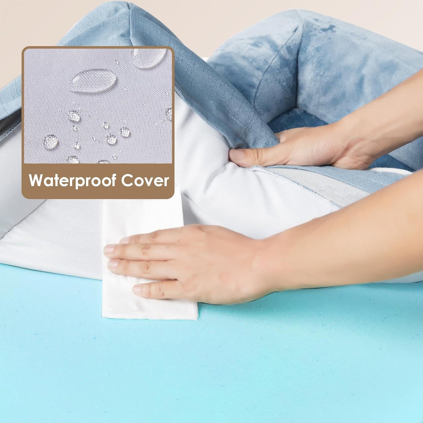 EHEYCIGA Orthopedic Dog Beds for Extra Large Dogs, Waterproof Memory Foam XXL Dog Bed with Sides, Non-Slip Bottom and Egg-Crate Foam Big Pet Couch Bed with Washable Removable Cover, Washed Blue