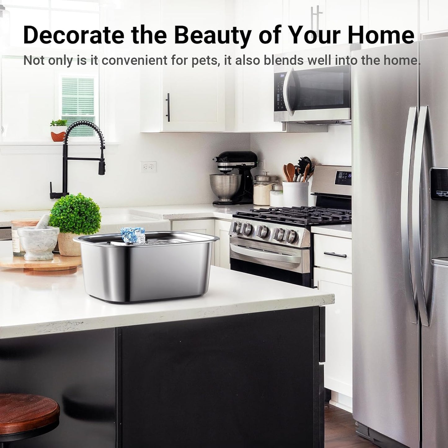 Stainless Steel Dog Water Fountain,3 Gallon Large Pet Water Fountains for Dogs and Cats, 11L /386oz Dog Water Bowl Dispenser w/Filter Drinking Bowls Indoor, Cat Founatin Quiet Pump, Easy to Use