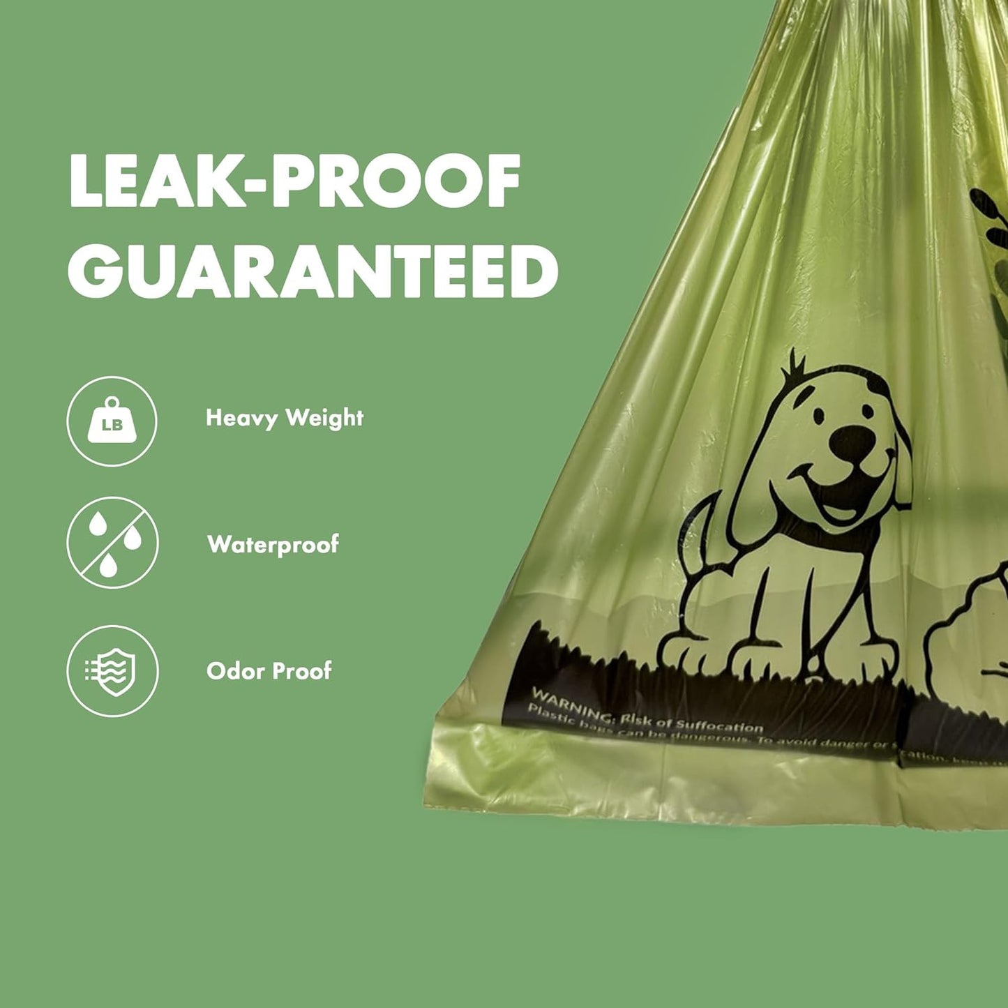 GORILLA SUPPLY Dog Poop Waste Bags with Dispenser and Leash Tie, 9" x 13", Green, 1000 Count