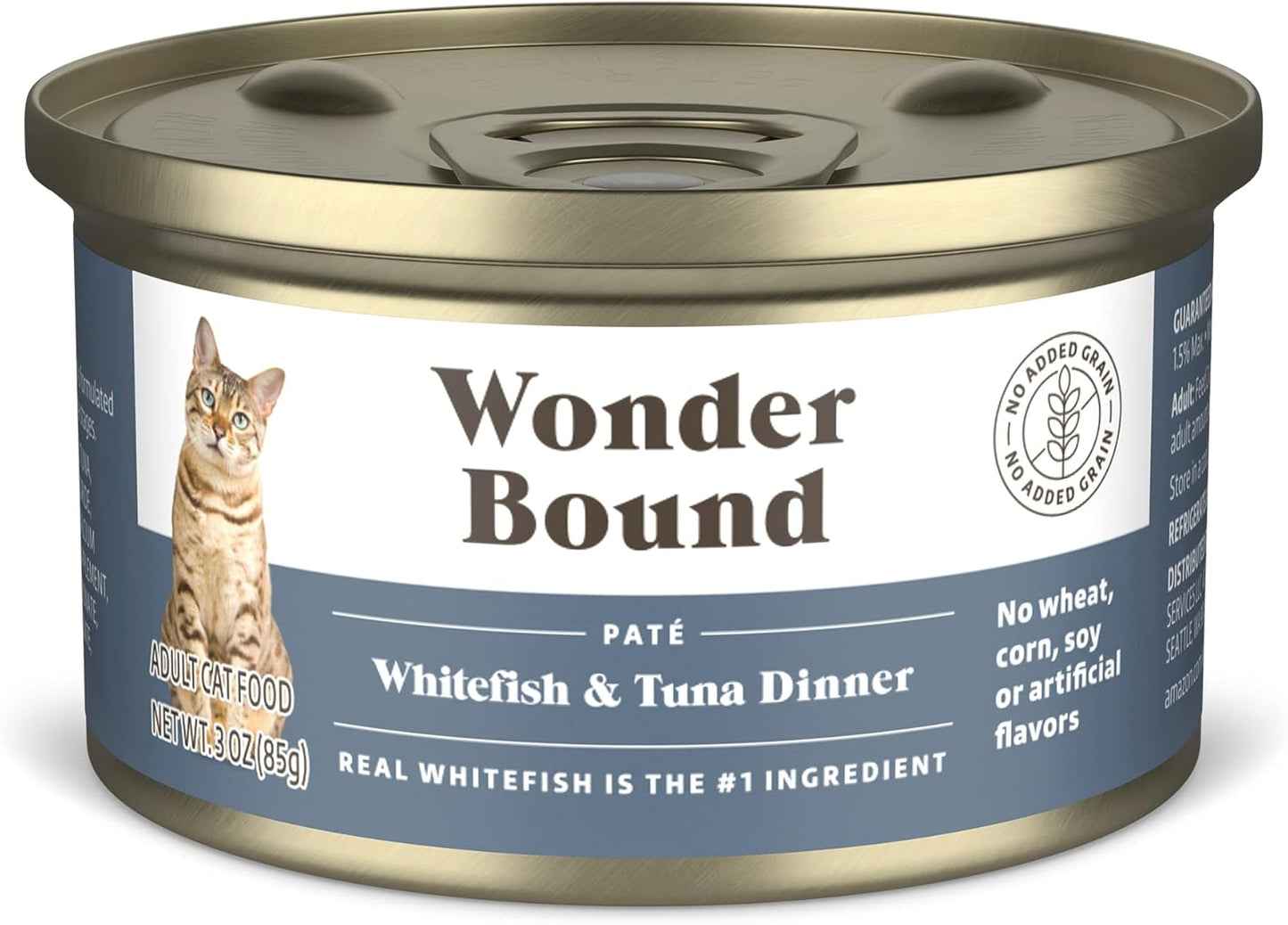 Amazon Brand - Wonder Bound Wet Cat Food, Pate, No Added Grain, (Whitefish & Tuna), 3 ounce (Pack of 24)
