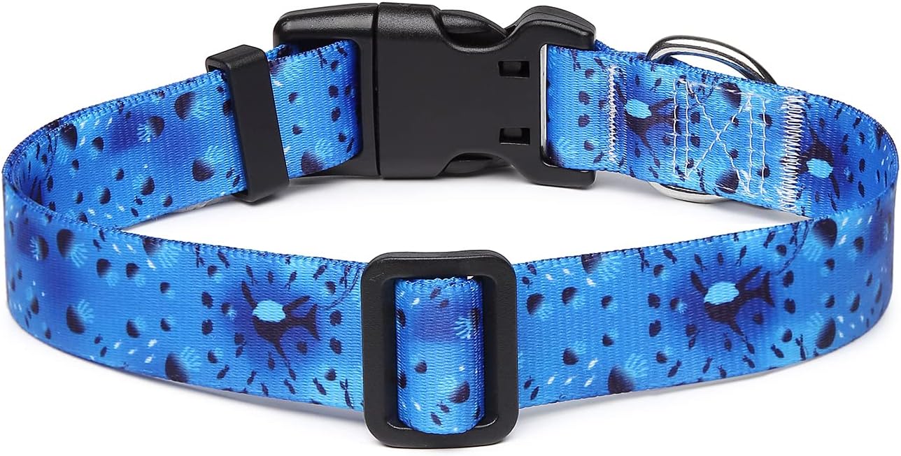 Mercano Adjustable Dog Collar - Special Design Patterns, Soft Nylon Comfortable Durable Pet Collar for Small Medium Large Dogs (S, Blue Ocean)