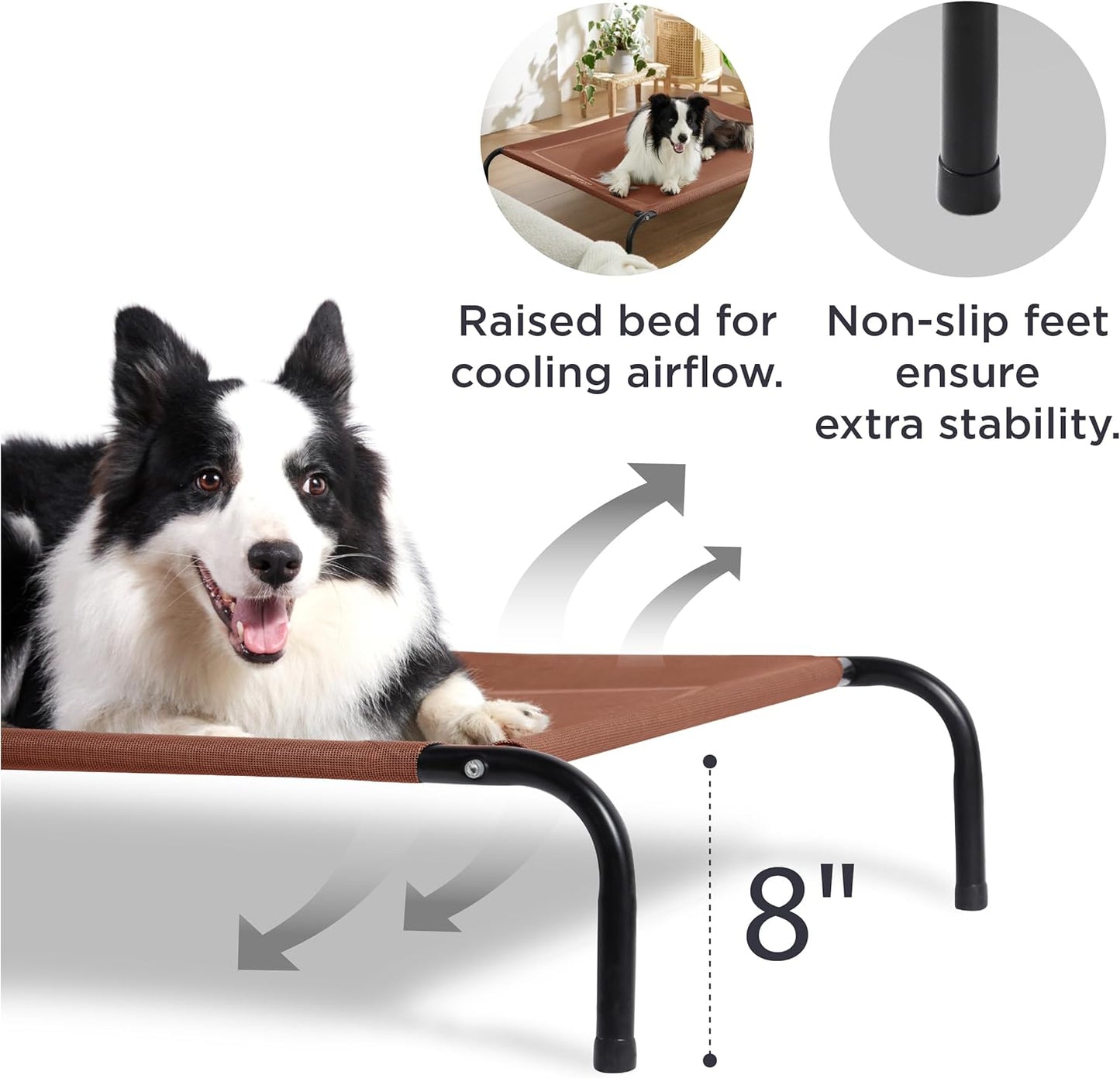 Bedsure Outdoor Elevated Dog Bed Medium Size Dog, Portable Indoor & Outdoor Cooling Raised Cot Pet Hammock Bed with Skid-Resistant Feet, Frame with Breathable Mesh, Terracotta, 43 inches