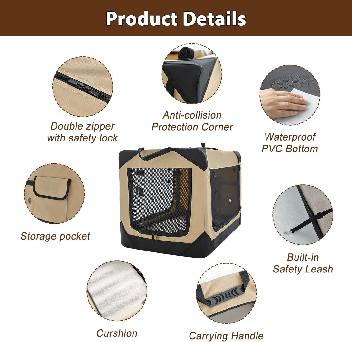 Soft Dog Crate for Medium Dogs, 4-Door Foldable Collapsible Dog Crate with Soft Sides, Indoor & Outdoor Travel Dog Kennel