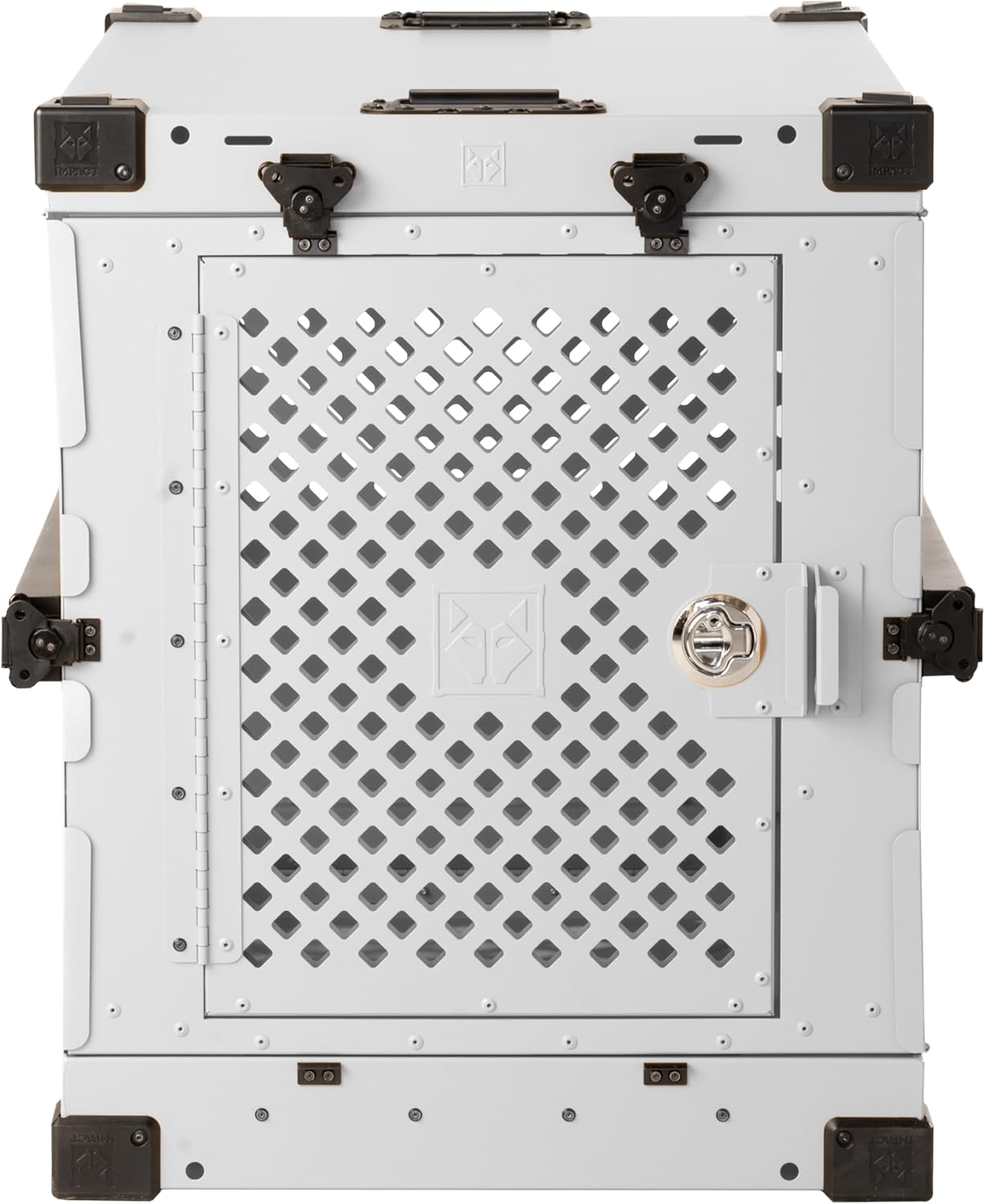 Impact Collapsible Dog Crate - Foldable Hard Crate for Extra Large Dogs - Heavy Duty Travel Kennel with Powder-Coated Aluminum - Quick Setup for Indoor & Outdoor (White, 40"+ (40.5" L x 27.5”W x 34" H