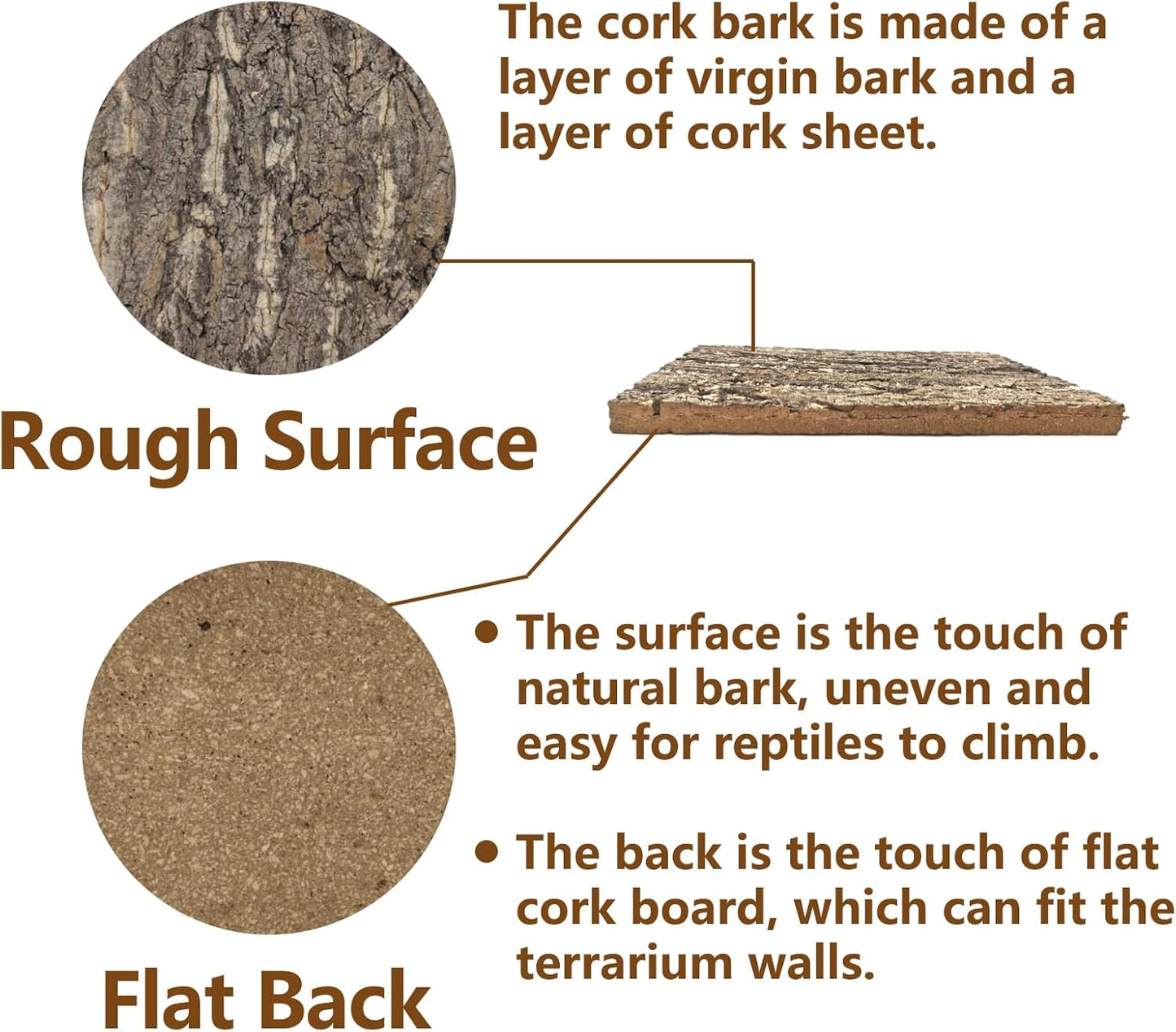 Tfwadmx Terrarium Cork Bark Background, 11.8"x7.8" Thickened Reptile Tank Tree Backdrop Wall Decor Habitat Climbing Mat Decoration for Lizard, Turtle, Gecko, Bearded Dragon, Frog, Chameleon