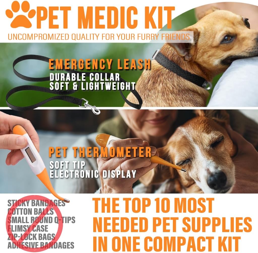 EVERLIT Pet Medic First Aid Kit | Vet-Approved Animal Care Kit with 95 Pcs Medical, Outdoor & Emergency Supplies to Treat Dogs, Cats | Travel-Friendly Compact Bag for Home, Car and Travel (Blue)