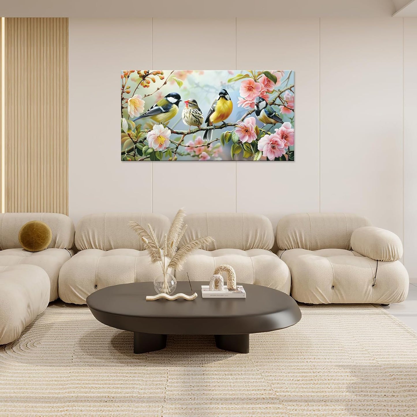 Large Birds Wall Art for Living Room Spring Flower Nature Art Big Space Size Framed Bedroom Office Canvas Prints Pictures Painting Artwork Office Bedroom Home Decor 60"x30"