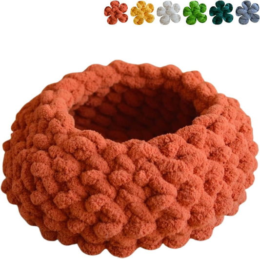 Cat Nest Bed – Premium Handwoven Washable Extra Soft Round Cave House for Indoor Kitten & Kitty, Small & Large (MapleLeaf Red,Medium)