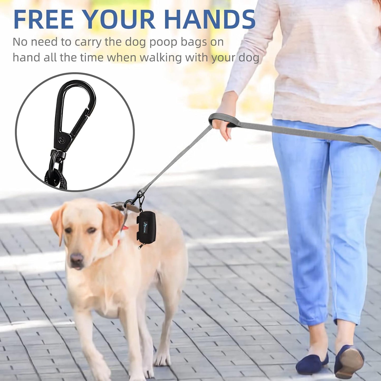 PuppyDoggy 1 Pack Waste Bag Holder for Dogs and Cats - Poop Bag Dispenser Pouch With 1 Roll of Free Bags - Dog Leash Accessory for Bicycle (Green)