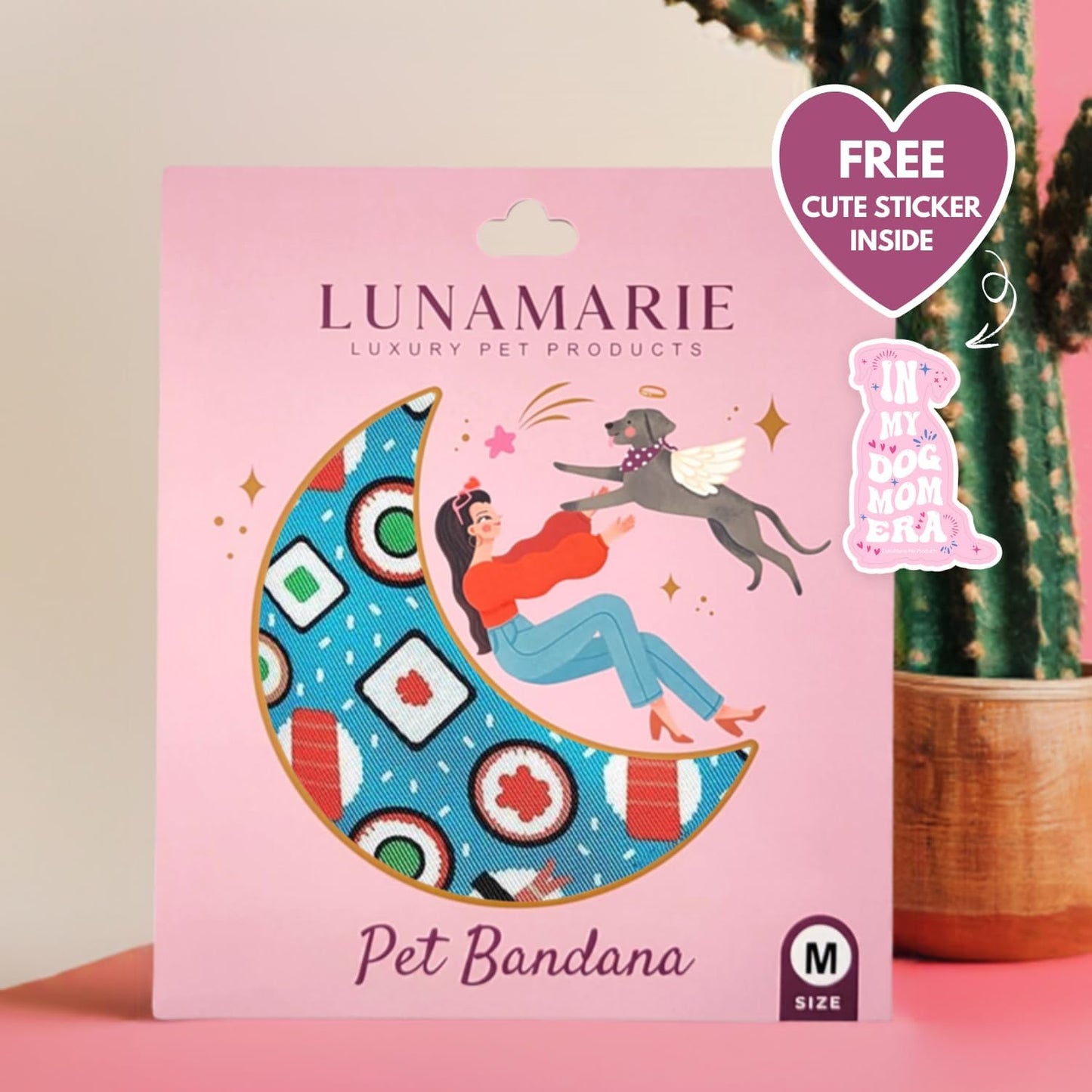 LunaMarie - Luxury Pet Birthday Bandanas -Premium & Silky Poly Fabric | 100% Handmade | Custom Shape Dual Layered (Sushi, Small)