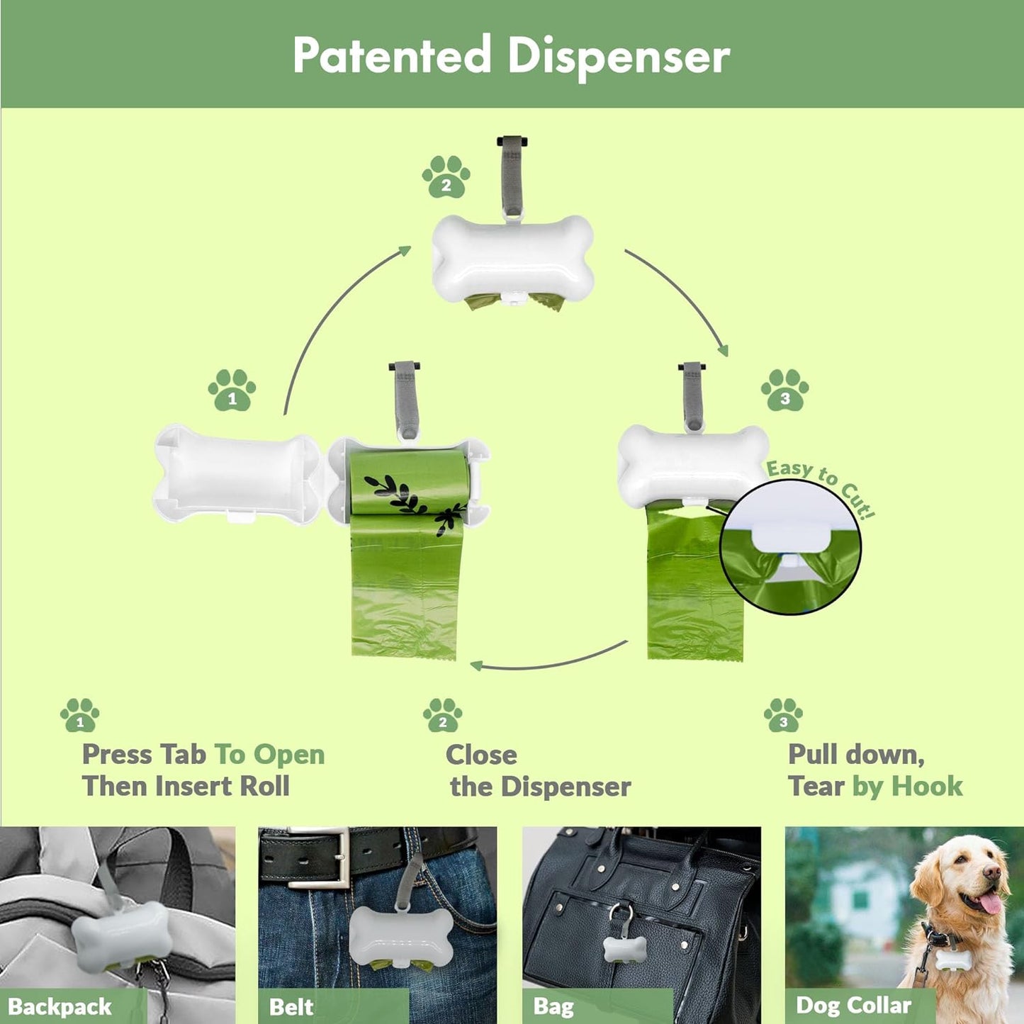 GORILLA SUPPLY Dog Poop Waste Bags with Dispenser and Leash Tie, 9" x 13", Green, 1000 Count