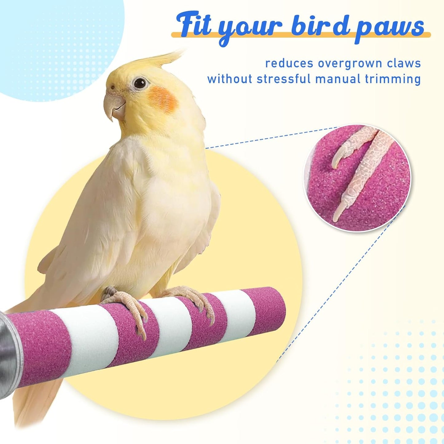 Bird Perches for Cage Bird Cage Accessories Toys Parrot Sand Paw Grinding Stick for Budgies Lovebirds Cockatiels Conures Quakers Small to Medium Birds