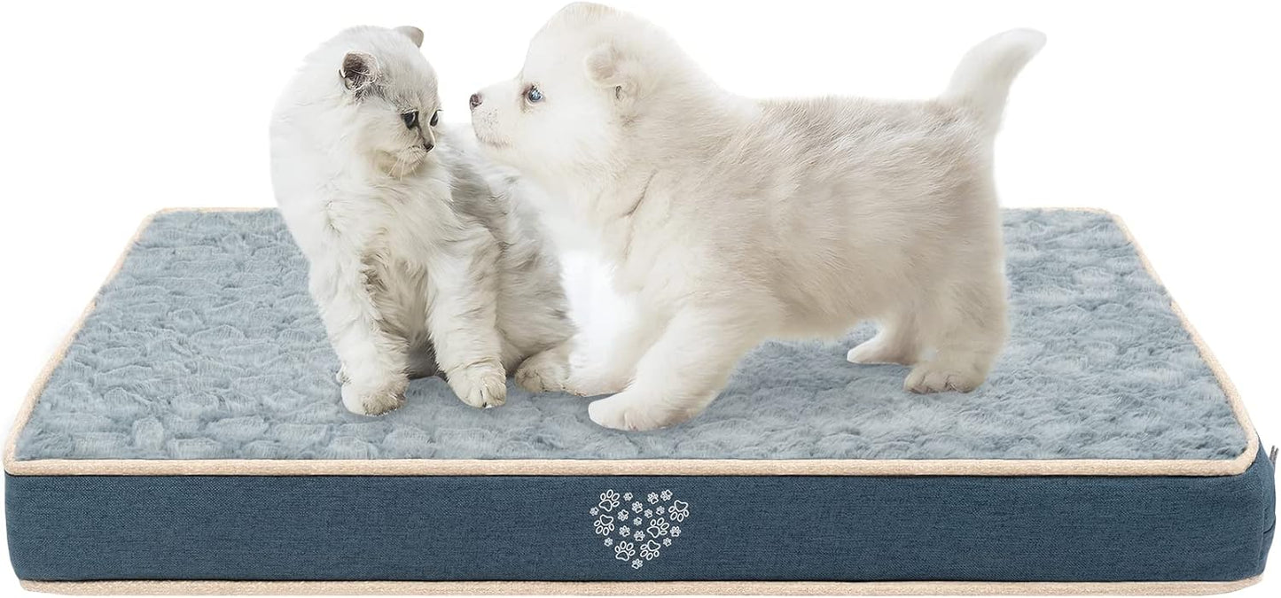 VANKEAN Waterproof Dog Crate Pad Bed Mat Reversible (Warm&Cool), Removable Washable Cover & Waterproof Inner Lining, Pet Crate Mattress for Cats and Dogs, Joint Relief Dog Bed for Crate, Navy