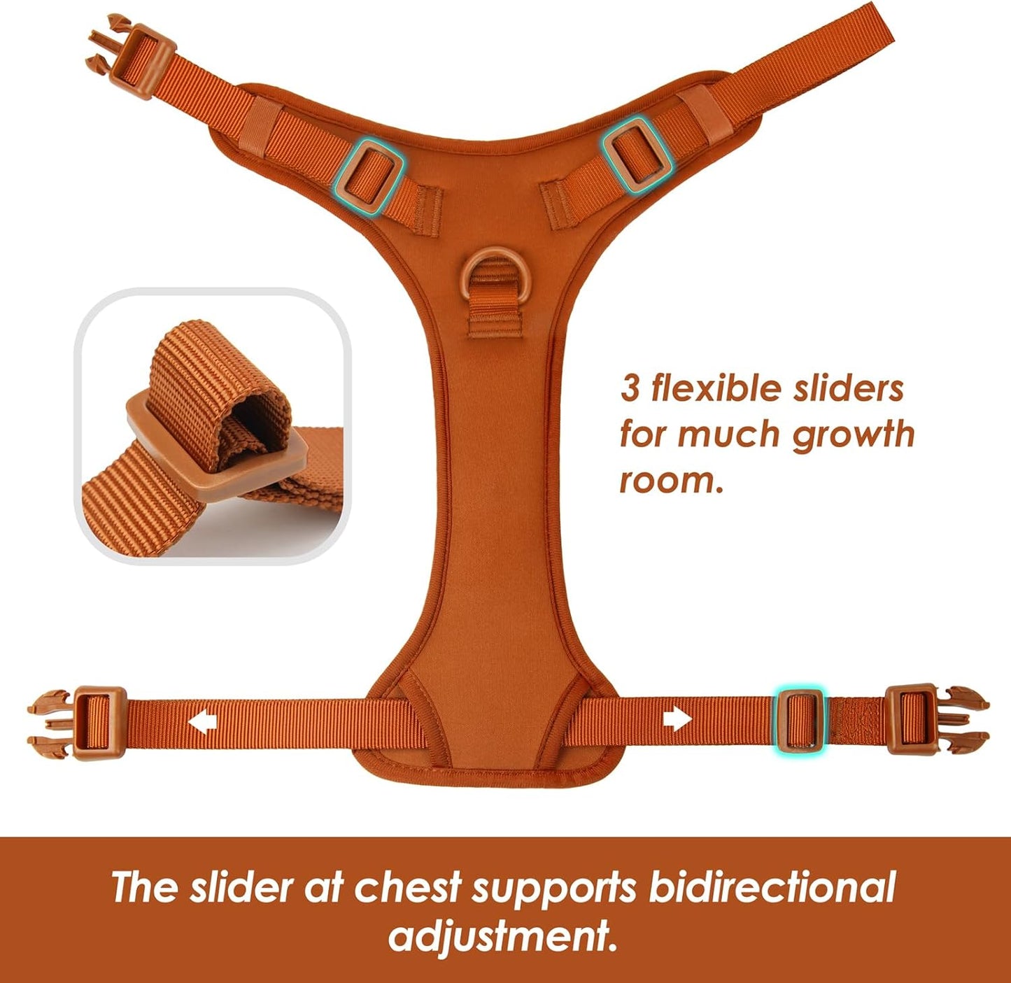 No Pull Dog Harness, Puppy Vest with Front Clip for Small Medium Large Sized Dog(Carmel Brown,L)