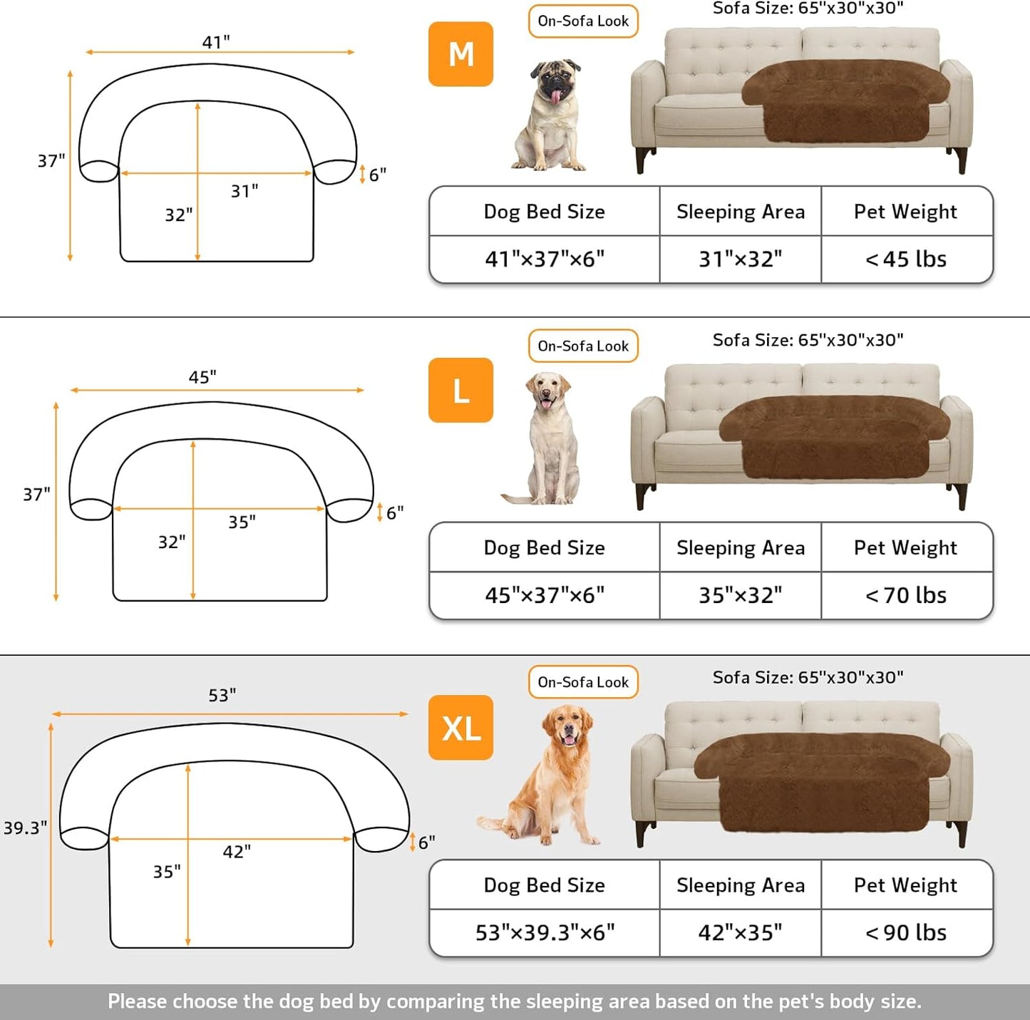 GGIB Calming Dog Bed Fluffy Plush Dog Mat for Furniture Protector with Removable Washable Cover for Large Medium Small Dogs and Cats (Extra Large (53x39.3x6), Brown)