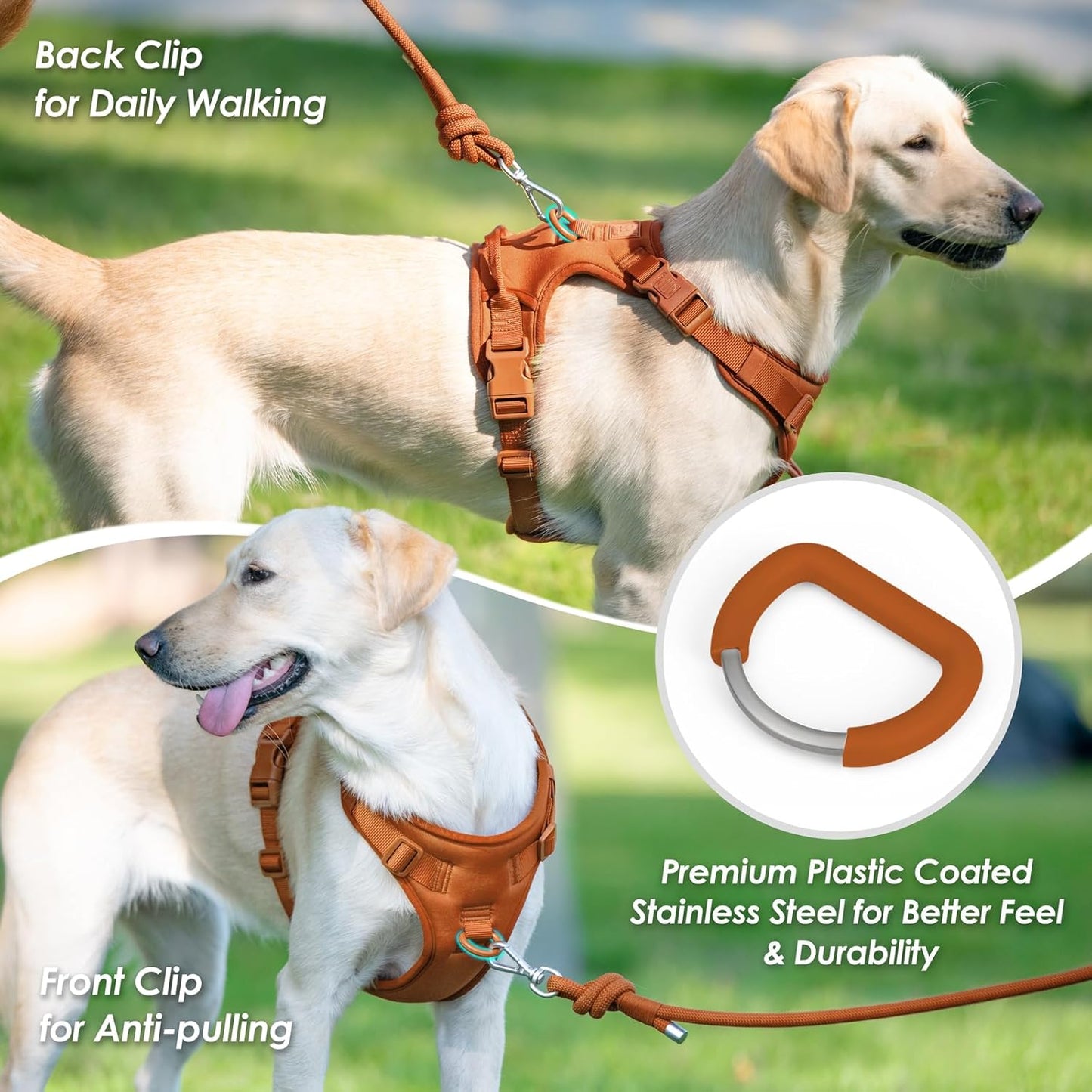 No Pull Dog Harness, Puppy Vest with Front Clip for Small Medium Large Sized Dog(Carmel Brown,S)