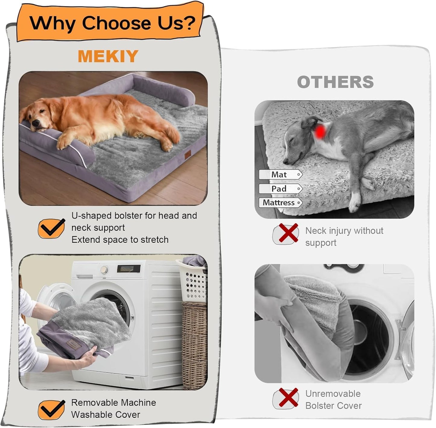 Small Dog Bed Orthopedic Washable Cat Bed Memory Foam Couch Sofa Comfy Pet Beds with Waterproof Removable Cover & Non-Slip Bottom