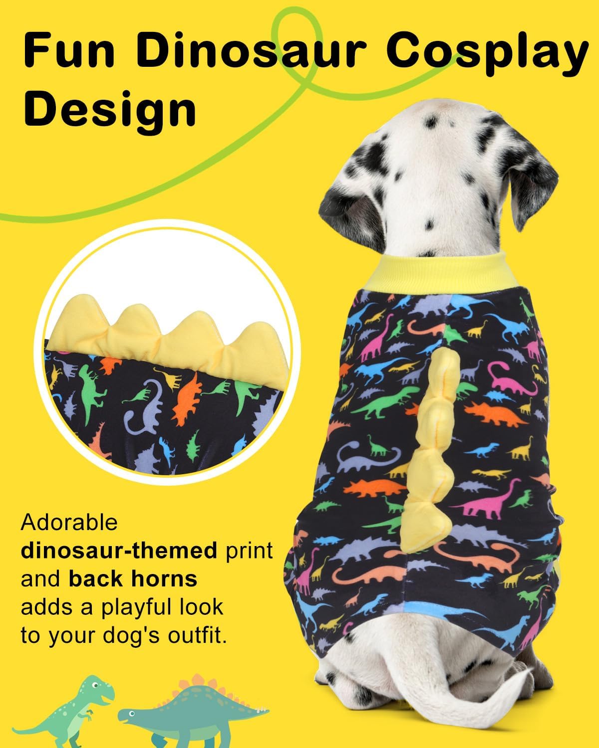 CuteBone Dinosaur Costume Dog Pajamas, Stretchy Spandex Crystal Velvet Sleepwear Coat for Small Dogs, Soft & Warm Pet Outfit Clothes for Cold Weather, Cozy Pullover Design COSP01XL