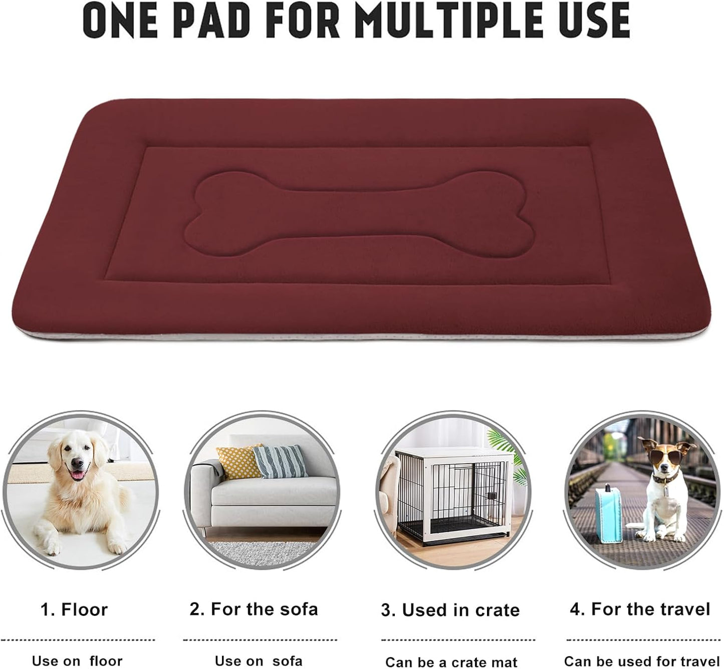 JoicyCo Dog Bed Large Crate Mat 42 in Non-Slip Washable Soft Mattress Kennel Pads