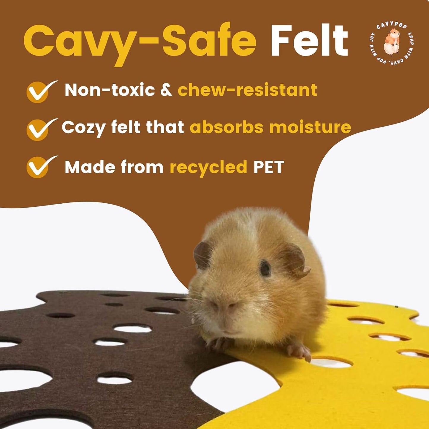 Guinea Pig Hideout Guinea Pig Tunnel Washable Tube with Cheese-Hole Design Soft Cozy Hideaway for Cage Corner Indoor Play and Enrichment-Brown