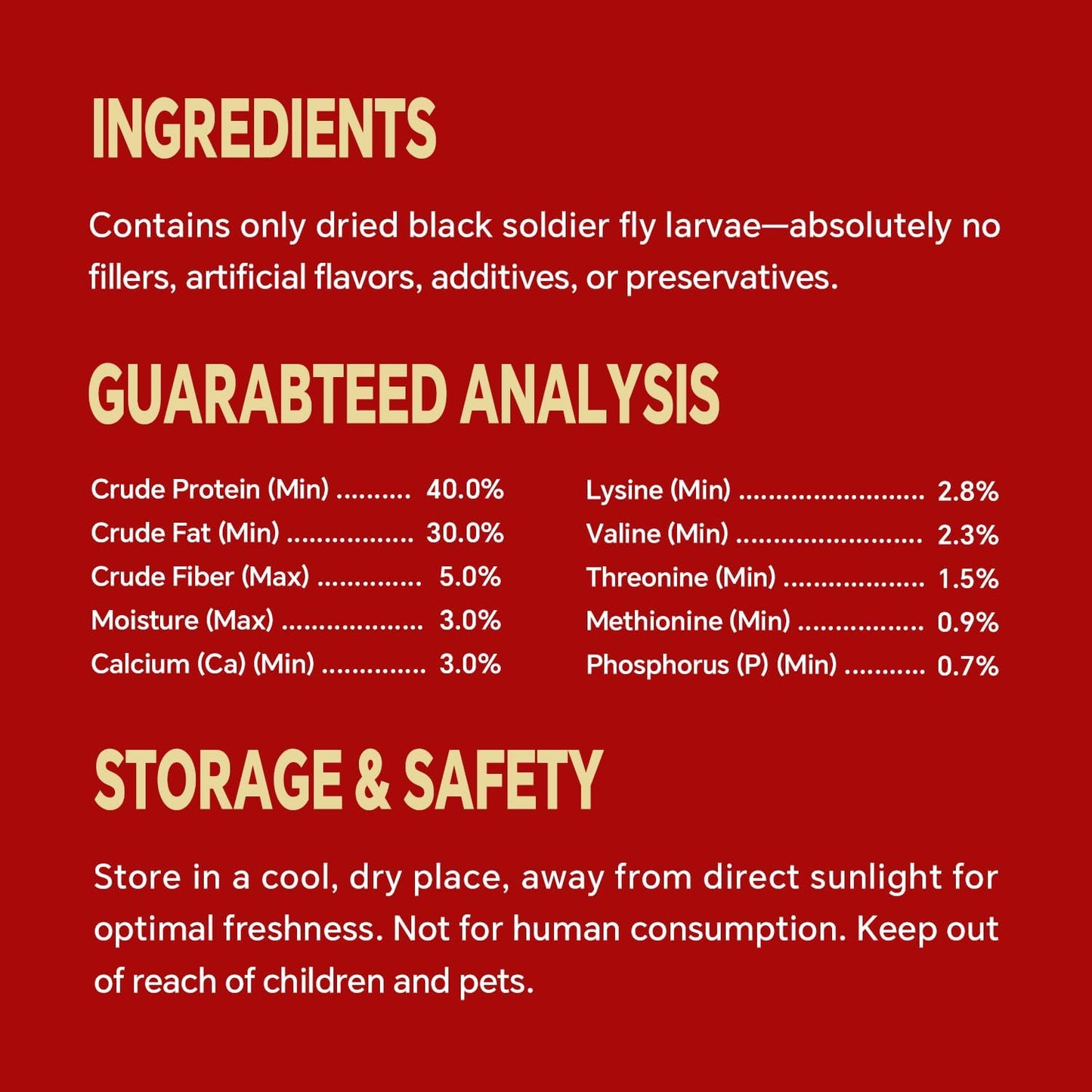 Dried Black Soldier Fly Larvae, Non-GMO, Natural Chicken Treats & High-Protein Poultry Snacks for Backyard Chickens, Laying Hens & Ducks, 2.5 lb Box