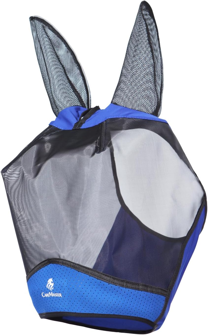 Horse Fly Mask Large Space Breathable UV Protection Equine Mask with Reflective Features on Ears Royal Blue M