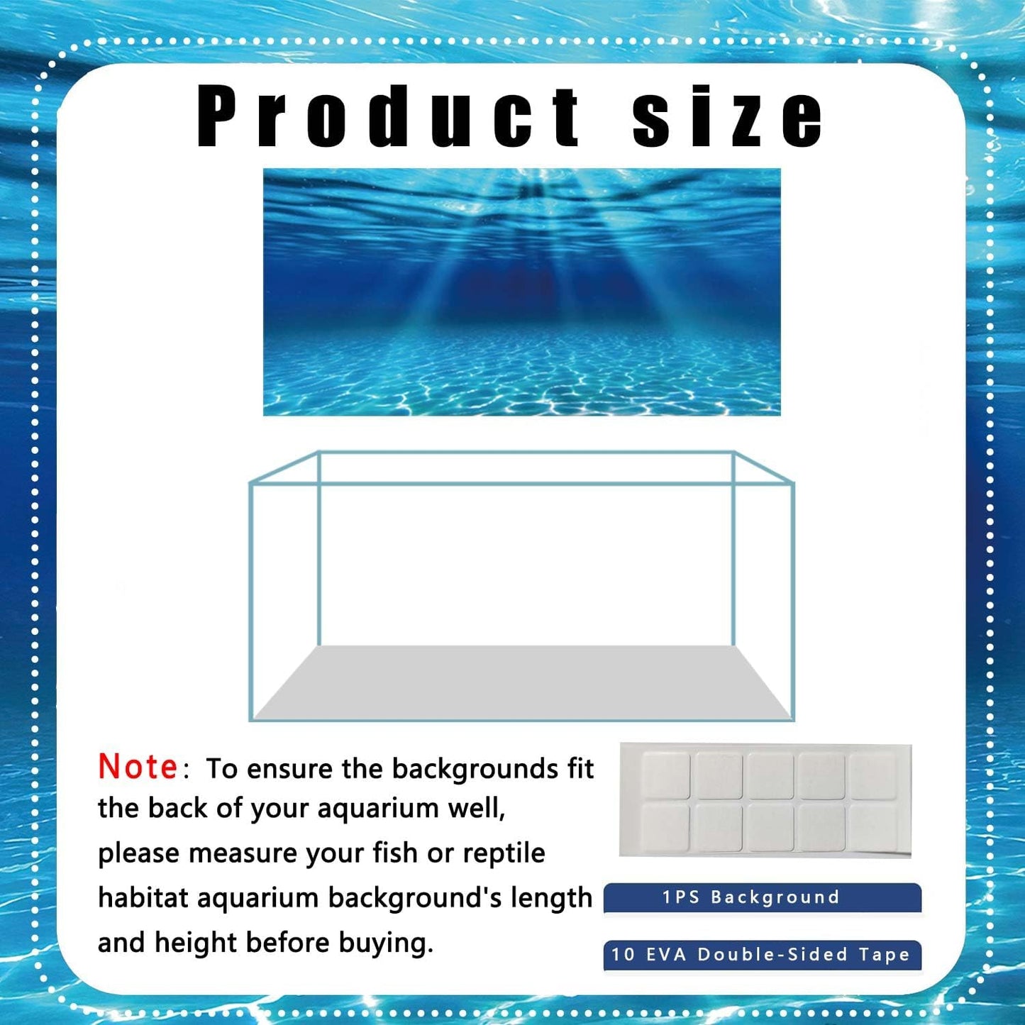 Natural Undersea Aquarium Background, Underwater Ocean Sunlight Fish Tank Background 48X24IN with 8 EVA Double-Sided Tape