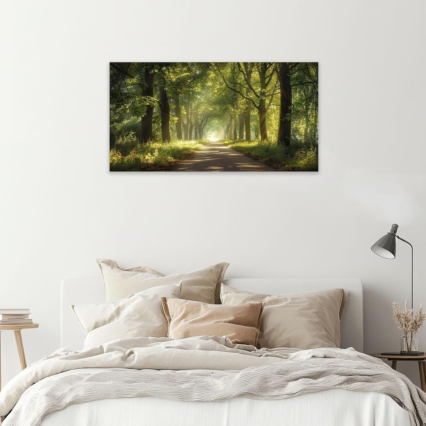 Large Forest Tree Wall Art Canvas Living Room Nature Green Pictures Framed Prints Oversize Wall Decor Landscape Painting for Bedroom Dining Office Home 60"x30"