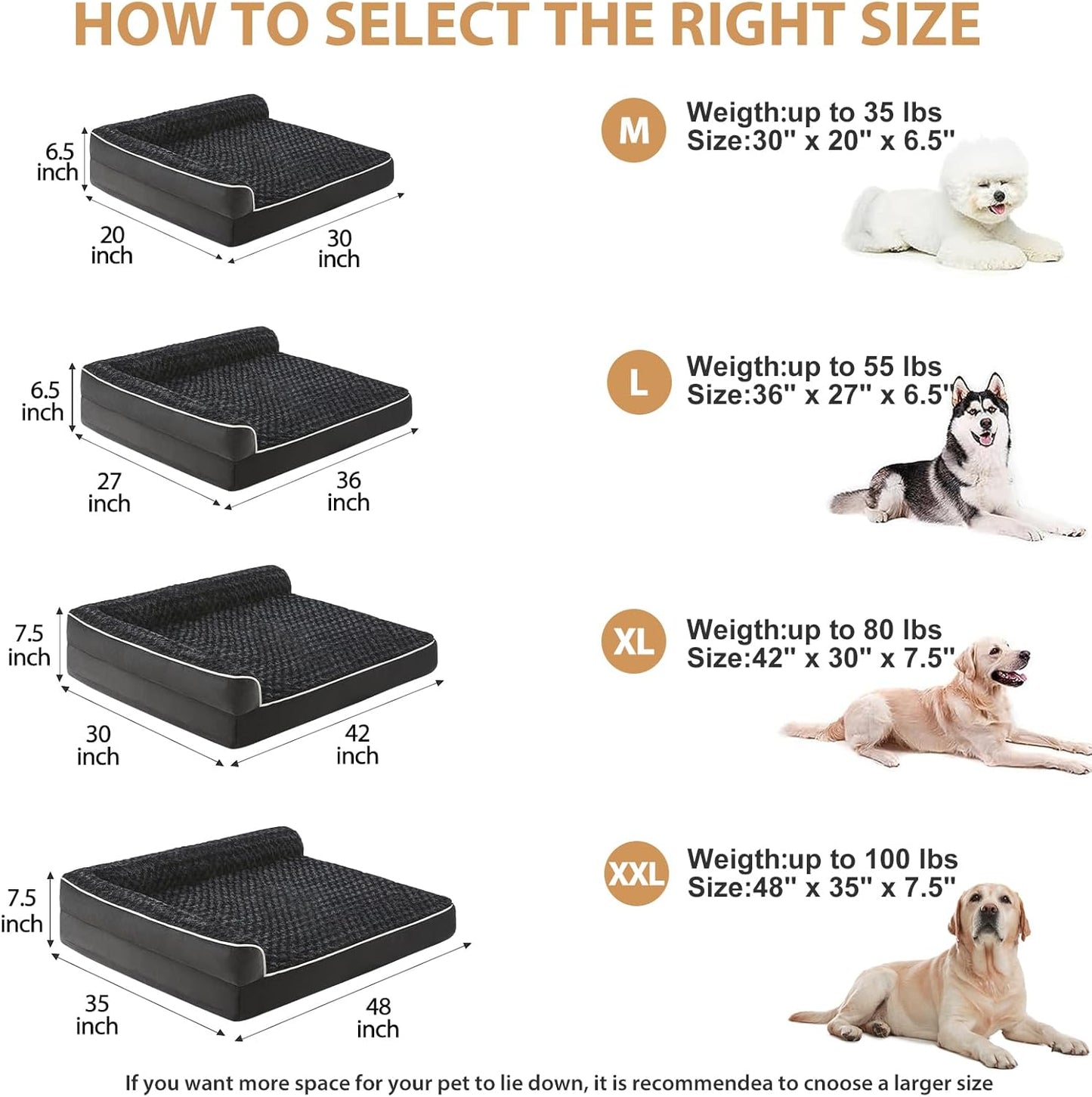 BFPETHOME Orthopedic Dog Beds for Large Dogs-Waterproof Sofa Pet Bed with Removable Washable Cover,Big Dog Bed with Waterproof Lining and Nonskid Bottom,Pet Bed for Large Dogs