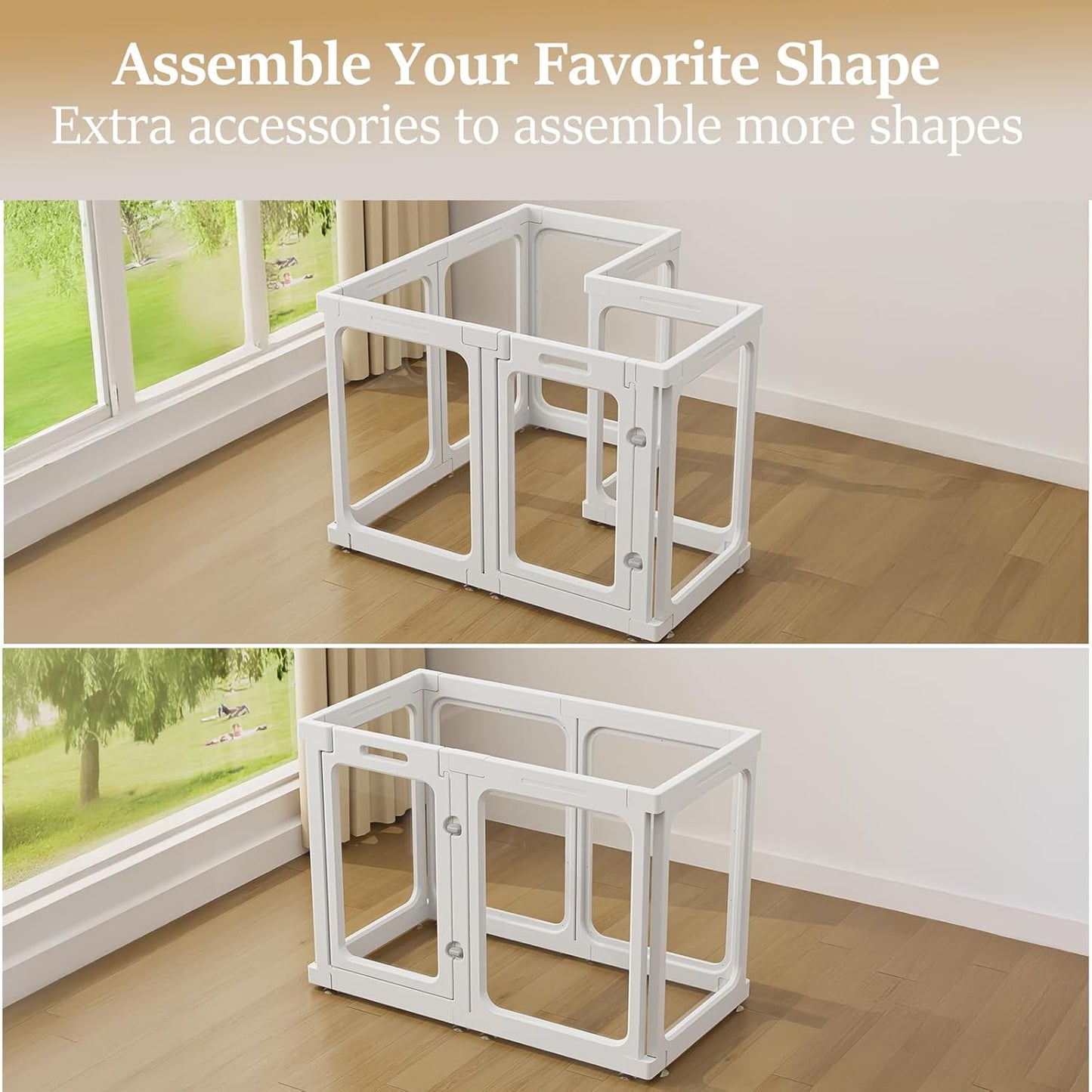 Clear Acrylic Dog Playpen with Door, for Puppy Cat Rabbit Transparent Pet Pen, Dog Playpen Indoor, Dog Fence, Easy Assemble & Cleaning Dog Pen for Small & Medium Dogs (23.6“ Height, 8PCS)