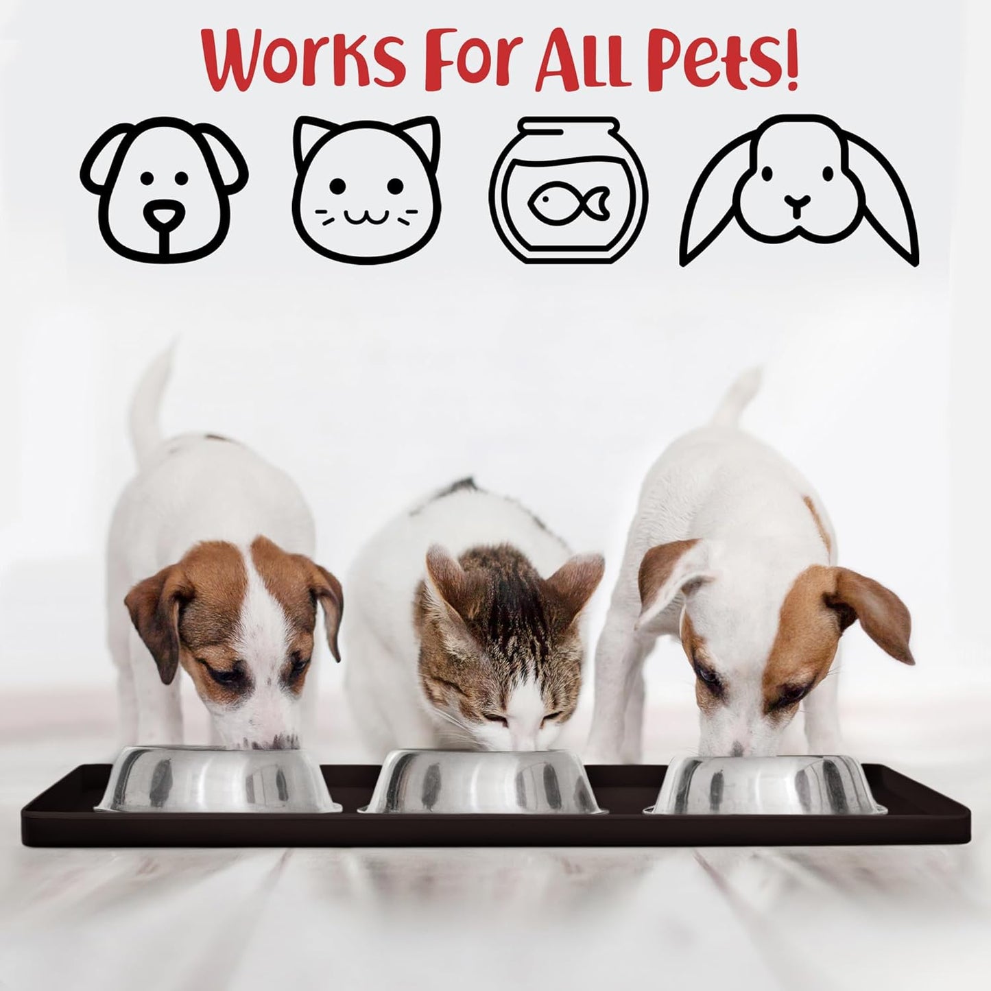 DogBuddy Dog Food Mat – Waterproof Dog Bowl Mat for Food and Water, Silicone Pet Feeding Mats for Floors, Non-Slip Placemat with High Edges for Dogs Bowls, Puppy Essentials (M: 21” x 14”, Coffee)