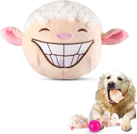Dog Toys for Aggressive Chewers (3in1) - Squeaky Dog Toys Interactive - Dog Toys for Medium Dogs, Large & Small Breeds - Puppy Teething Chew Dog Toy - Juguetes Perros - Sheep