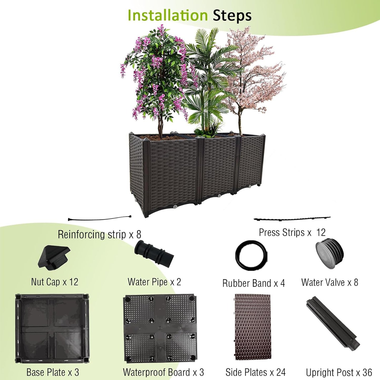 Raised Garden Bed Large Planters for Outdoor Plants Deepened Plant pots Planter Box Elevated Garden Patio Balcony Deck to Planting Flowers Vegetables Tomato and Herbs