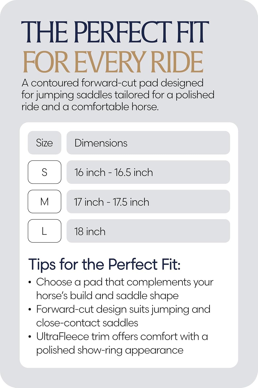 Equinavia Eidsvoll Forward Cut Shaped English Saddle Pad for Show Jumping with Ultra Fleece Trim