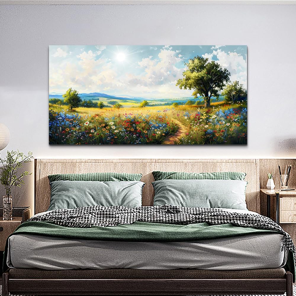 hyidecorart Large Wall Art For Living Room Bedroom Wall Decor Pictures Artworks Nature Field Scenery Abstract Painting Modern Wall Decorations For Office Canvas Prints Home Art Decor Ready To Hang