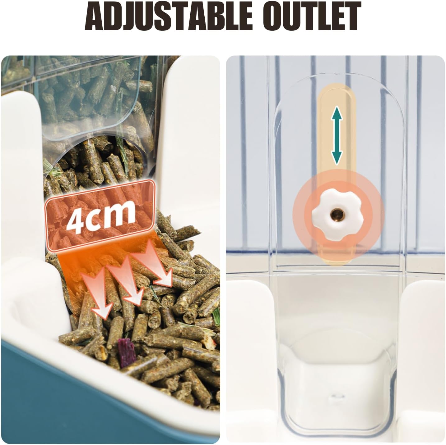 Automatic Pet Food Water Dispenser, Auto Gravity Pet Feeder Water Bottle Set for Crate Cage, Feeding Station for Small Dog Cat Rabbit Guinea Pigs Chinchilla Ferret Hedgehog (Gray)