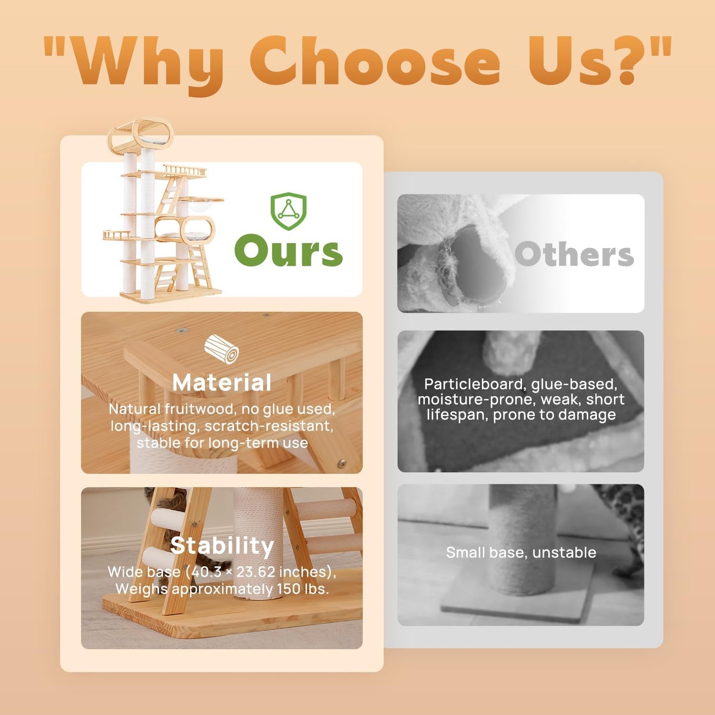 76.8'' Modern Cat Tree for Indoor Cats, Tall Wooden Cat Tower for Home Decoration, Multi-Level Tower with Transparent Cat Bed, Huge Cat Condo for Multi-Cat Families