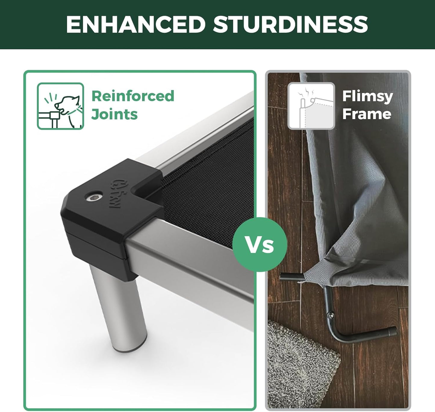 FXW TitanNest Chew-Proof Elevated Dog Bed, Raised Cot for Indoor/Outdoor/Camping Use, Durable & Waterproof Cooling Pet Bed for Extra Large Dogs, 56.0" L x 31.0" W x 7.3" H, Black