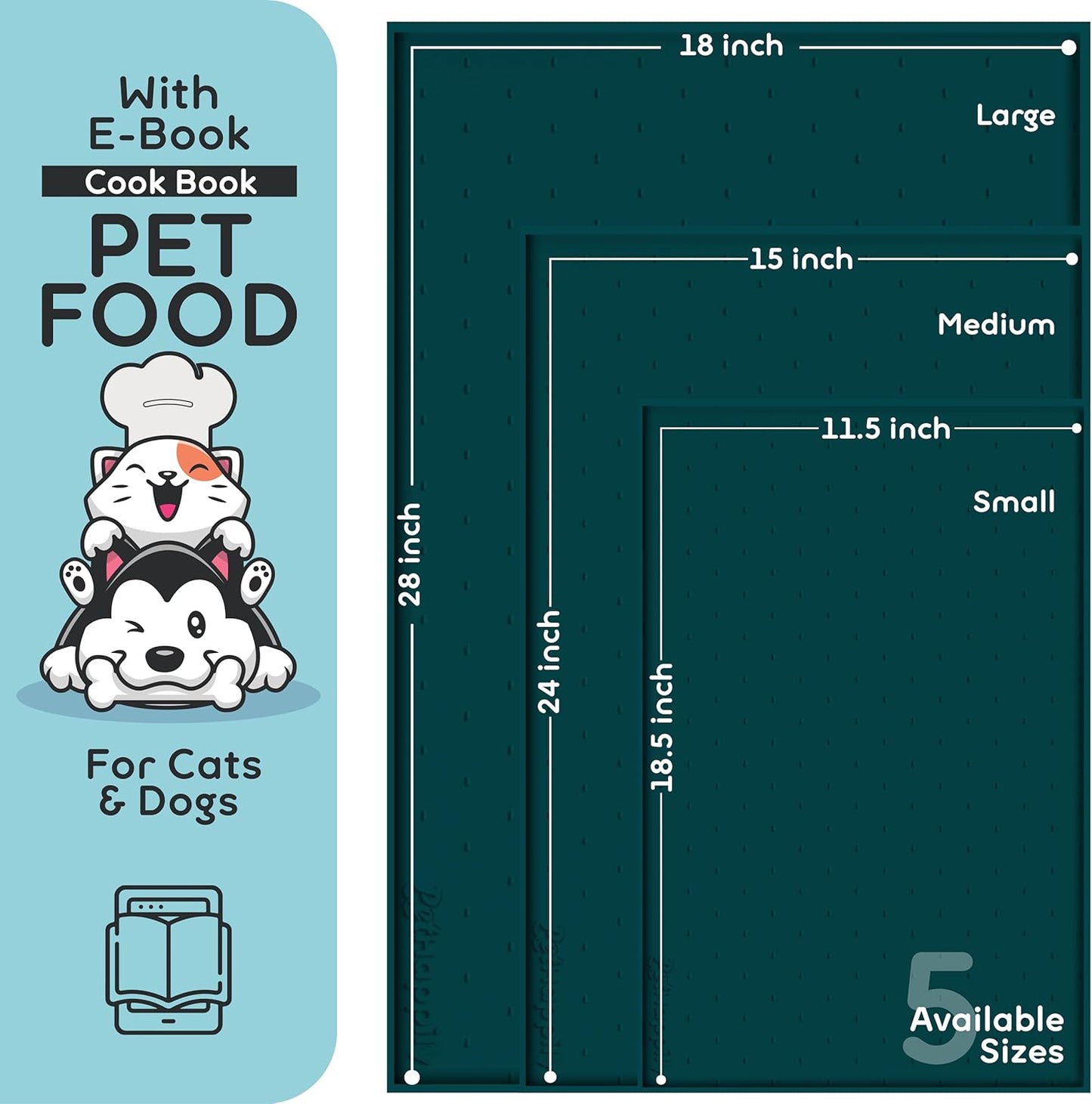 Dog Food Mat - Raised Edges Dogs Mat for Food and Water Prevent Spill, Waterproof Cat Food Mats Protect Floors, Easy Clean Dog Bowl Mats for Food and Water, Silicone Pet Food Tray