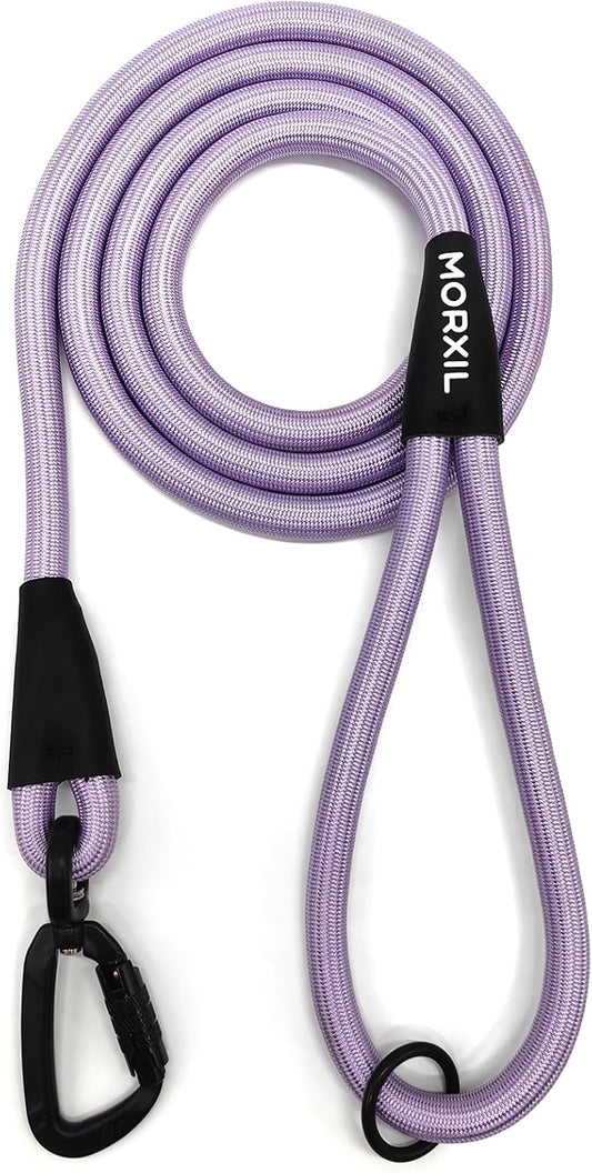 Rope Dog Leash, 6 Foot Heavy Duty Dog Leash with Aviation Aluminum Auto Locking Carabiner, Strong Nylon Pet Lead for Small, Medium, Large Dogs (Purple, 6FT)
