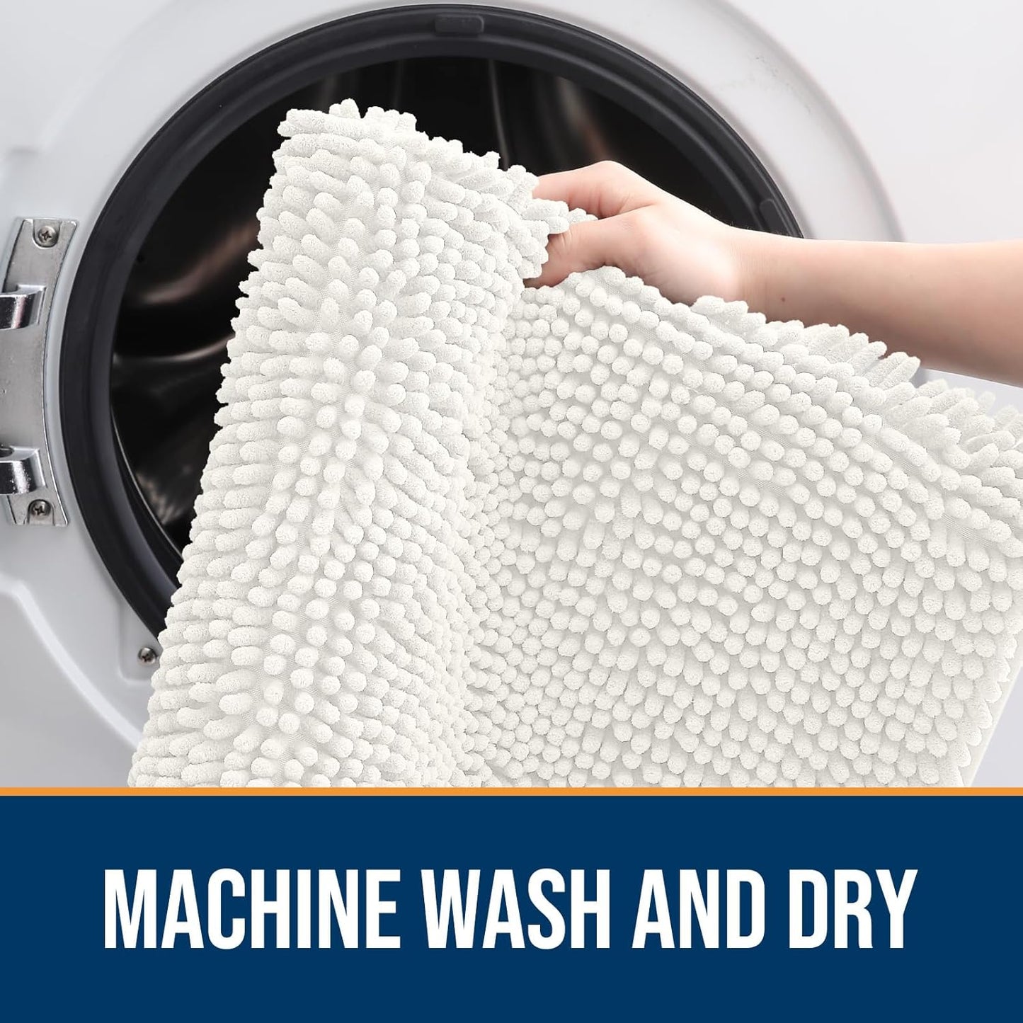 OLANLY Dog Door Mat for Muddy Paws 47x24, Absorbs Moisture and Dirt, Absorbent Non-Slip Washable Doormat, Quick Dry Chenille Mud Mat for Dogs, Entry Indoor Entryway Carpet for Inside Floor, Ivory