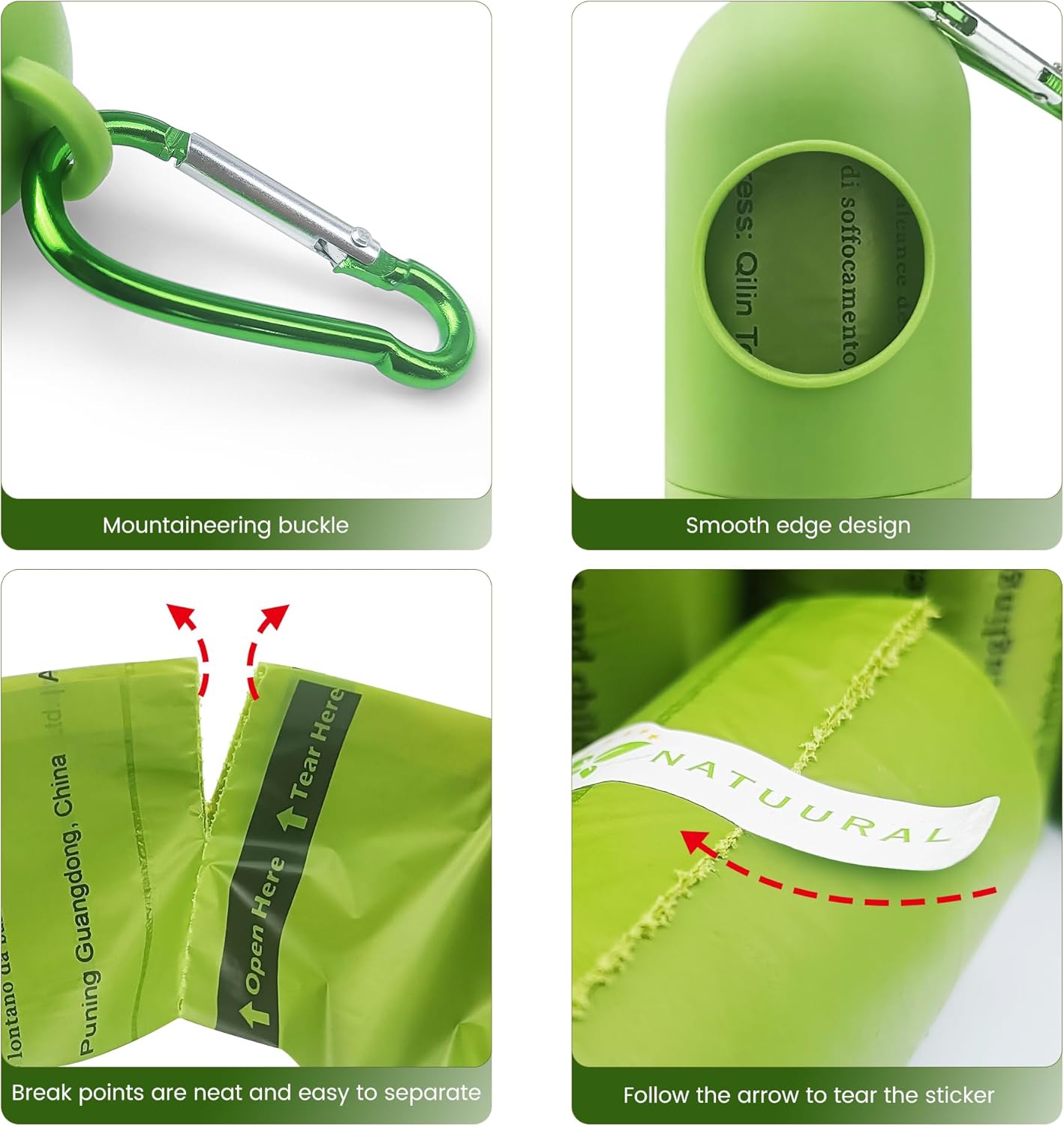 Poop Bags for Dogs-1050 Counts, 70 Rolls With a Free Dispensers, Doggie Poop Bags Made of Cornstarch, Extra Thick and 100% Leak Proof (Green)