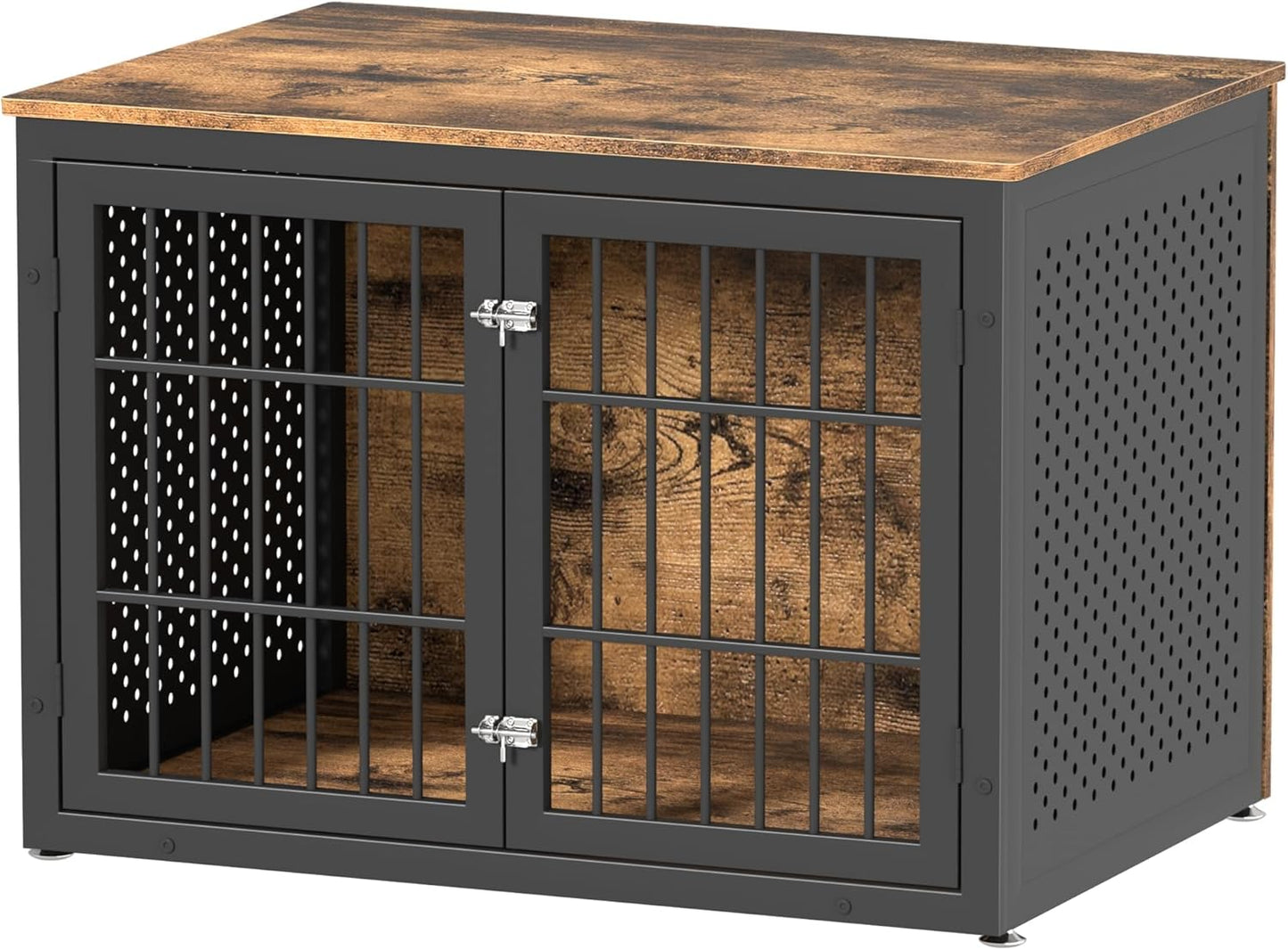 42" Heavy Duty Dog Crate Furniture for Large and Medium Dogs, Enclosed Design Wooden Metal Kennel, Wooden Cage Furniture Indoor, Decorative Dog Kennel End Table