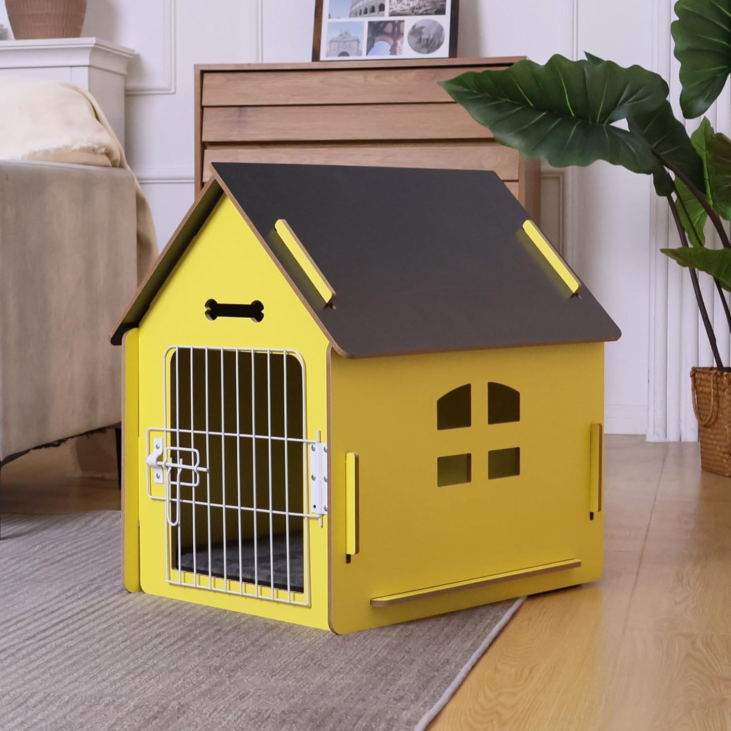 Dog House Indoor for Small Dogs or Cats, Cozy Wooden Design, Small Indoor Bed House, with Air Vents and Elevated Floor Warm Dog Cave