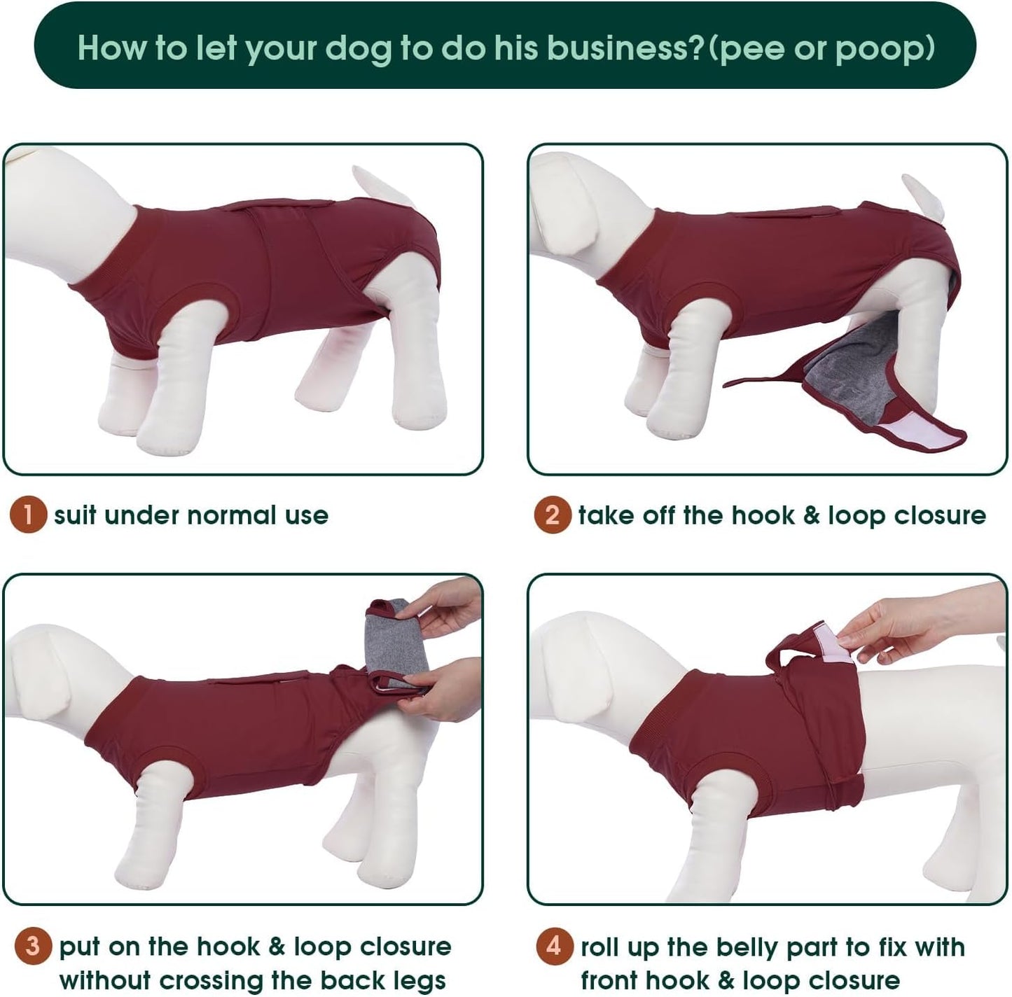 Kuoser Dog Surgery Recovery Suit, Recovery Suit for Female Male Dogs, Dog Onesie After Surgery Spay Neuter, Anti-Licking Pet Surgical Recovery Snugly Suit, Bodysuit for Abdominal Wounds Skin Disease