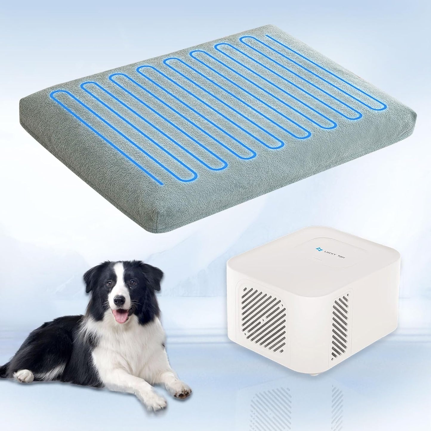 Pet Bed Cooling System, Consistent Cold Water Pad, No Refrigeration or Chemical Gel Needed, Machine Washable Bed, Ideal for Home and Crates (Cooling Green, 35" x 22")