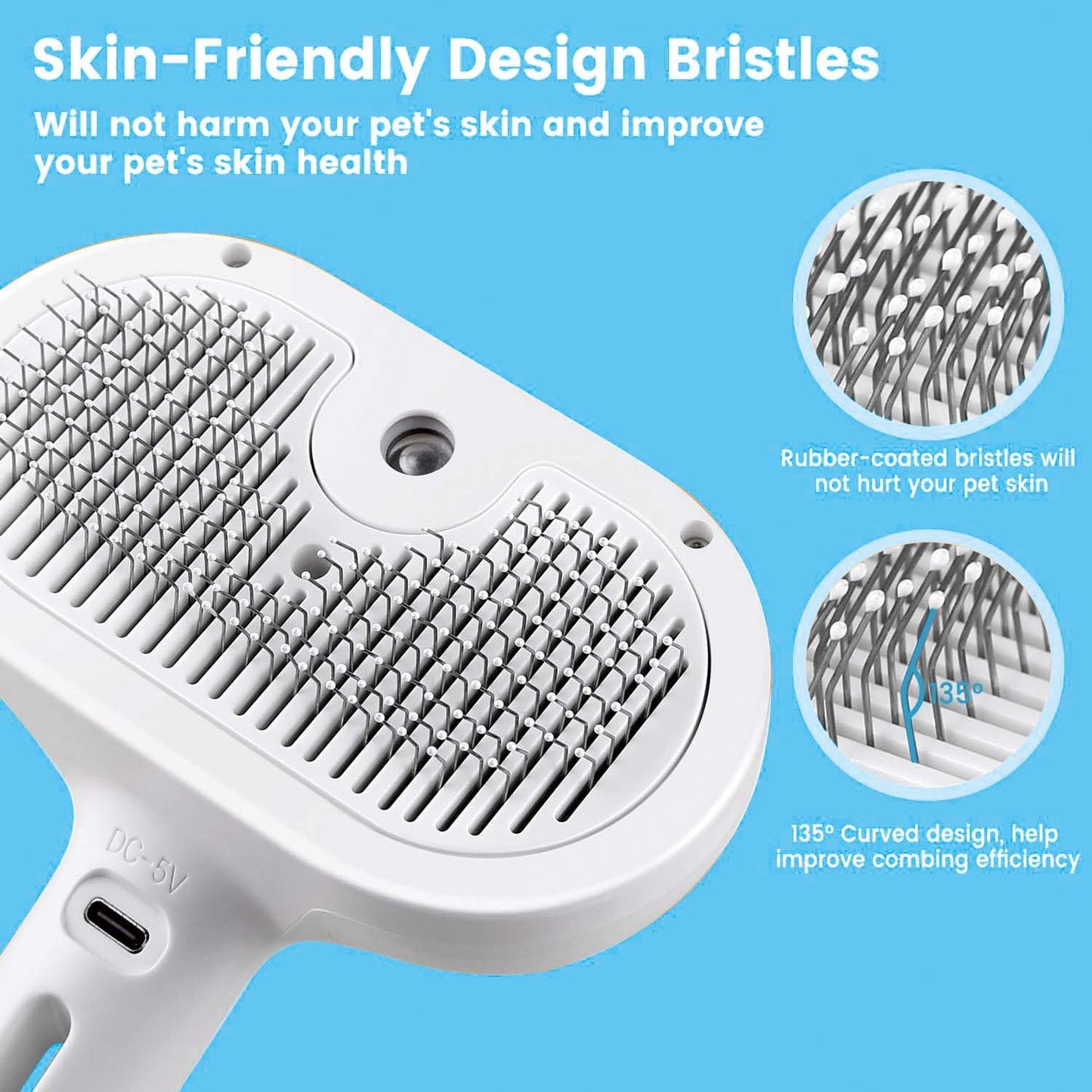 Pet Steam Brush for Dog & Cat – 3-in-1 Spray Hair Removal Comb – Steam Brush for Shedding & Grooming – Water for Long & Short Haired Pets – Spritz Defur Comb (Green)