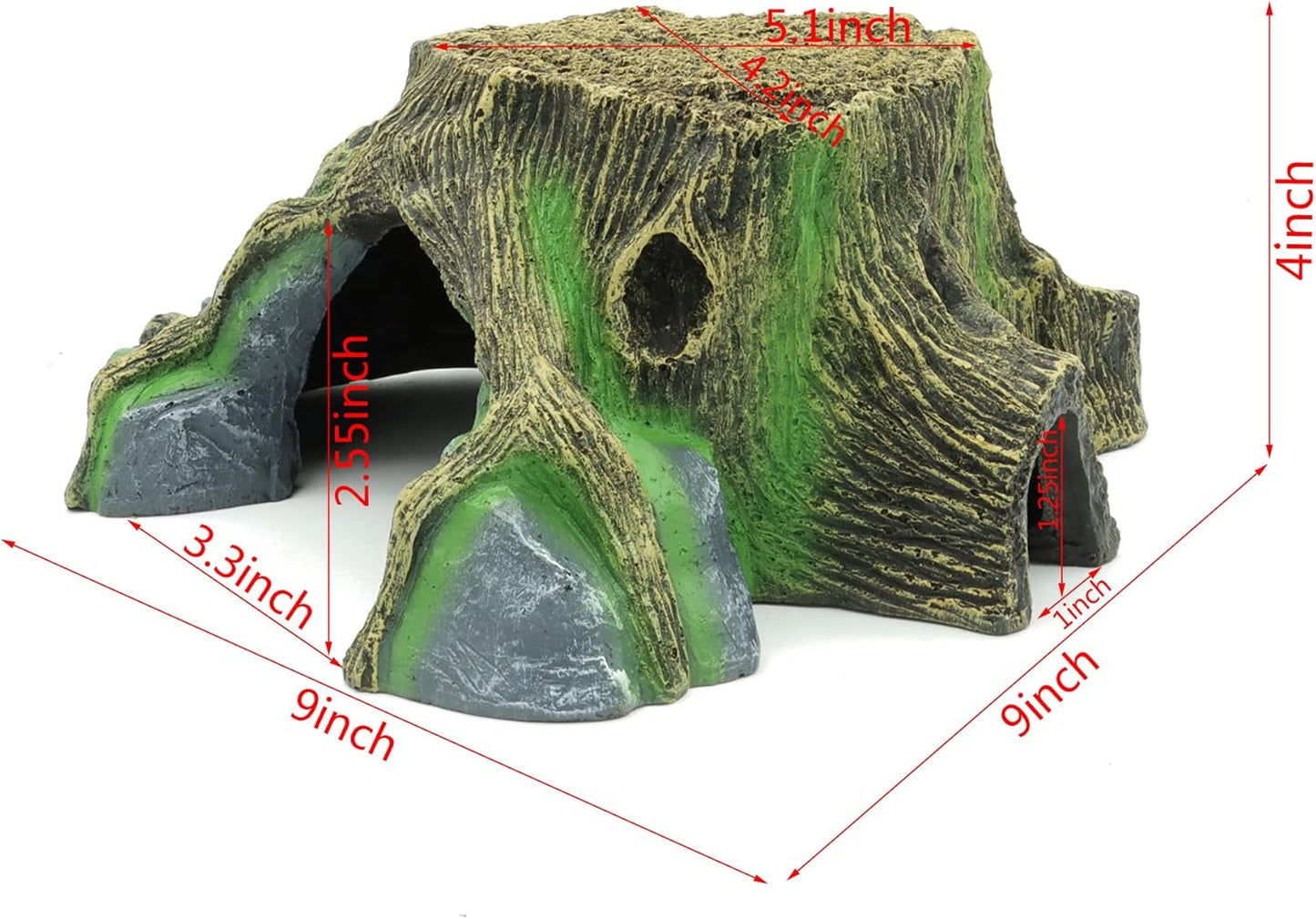 JIHAQUA Resin Large Turtle Tank Accessories Reptile Hideouts Cave Habitat Decor for Gecko Leopard Lizards Toad